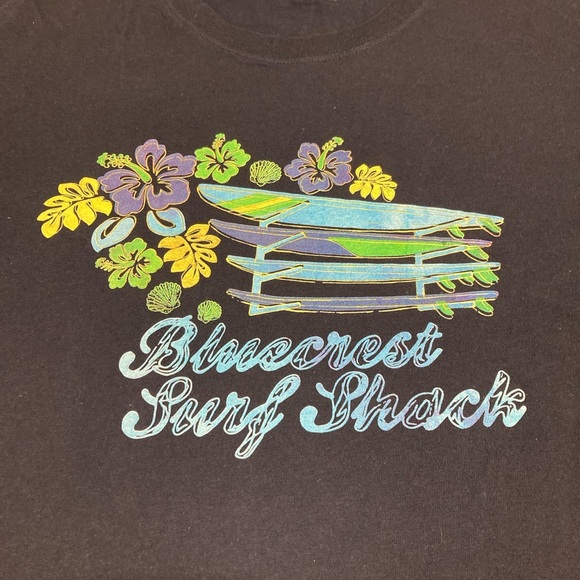 IZOD Men's Blue T-shirt with Floral & Surf Boards Print "BlueCrest Surf Shack" - Picture 3 of 4